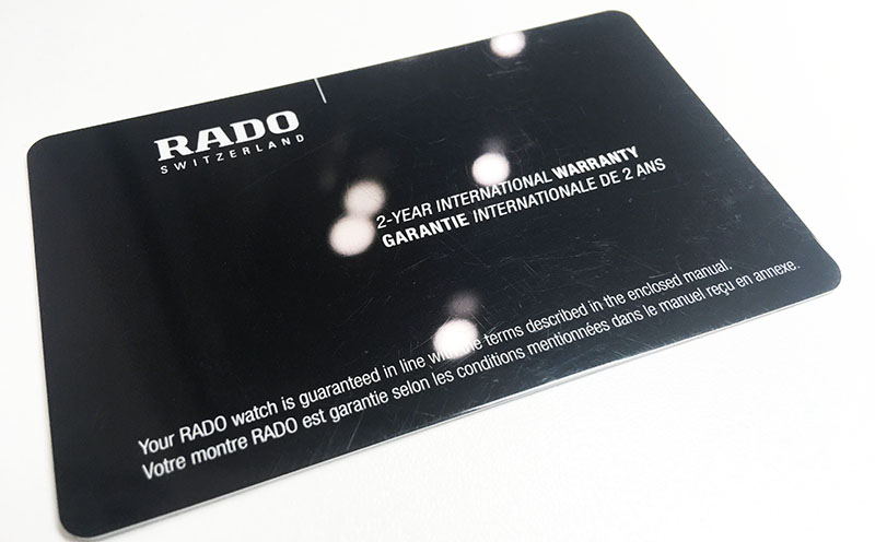 гарантийная карта Rado
